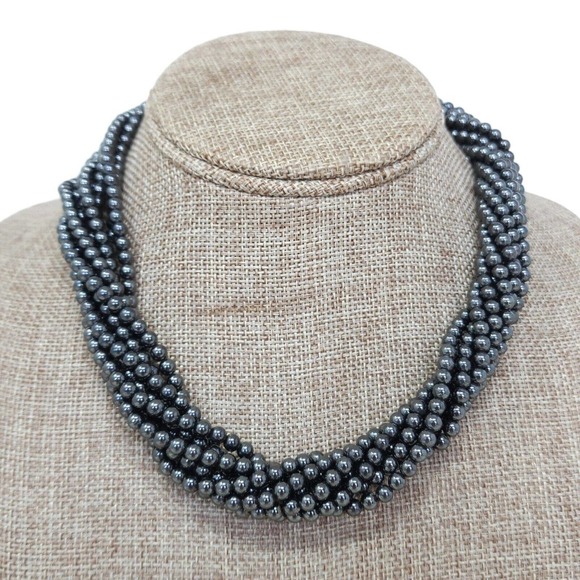 Tiffany & Co. Jewelry - Tiffany Co Torsade Necklace Vtg Hematite 925 Sterling Multi Strand Toggle Choker